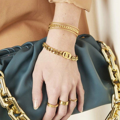 Double-D Design Bracelet and Chain Necklace