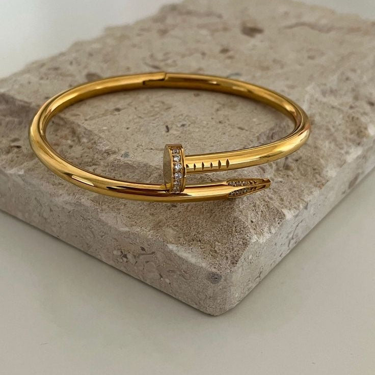 Gold Curved Nail Bangle