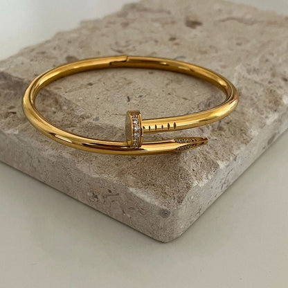 Gold Curved Nail Bangle