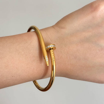 Gold Curved Nail Bangle