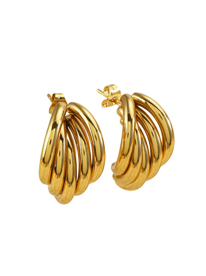 Sculpted Wave Hoop Rings