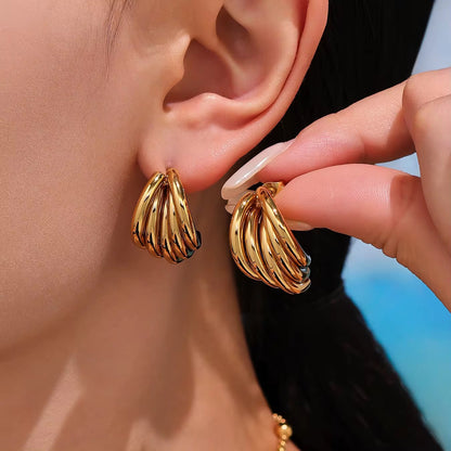 Sculpted Wave Hoop Rings