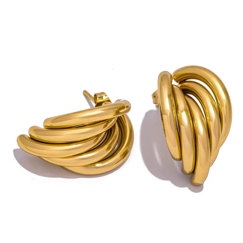 Sculpted Wave Hoop Rings