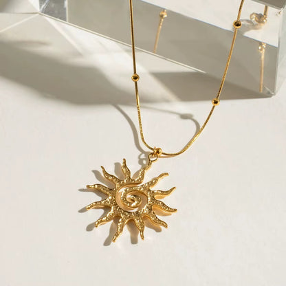 Spiral Sun Pendant Necklace