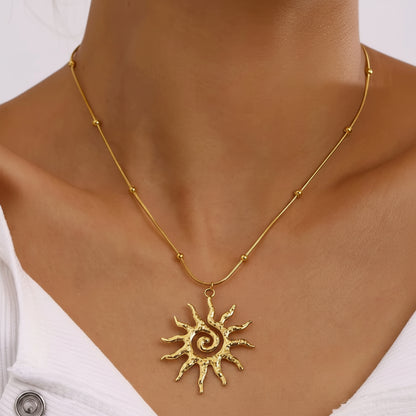 Spiral Sun Pendant Necklace