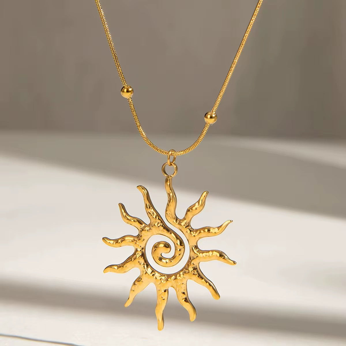 Spiral Sun Pendant Necklace